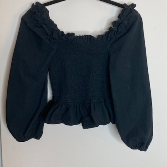 The Drop Black Ruffle Smocked Top Size XS - Picture 3 of 8